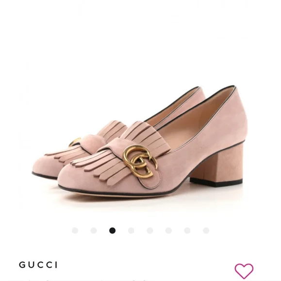 Gucci GG Marmont Pink Blush Fringe Loafer Pumps - Picture 1 of 11